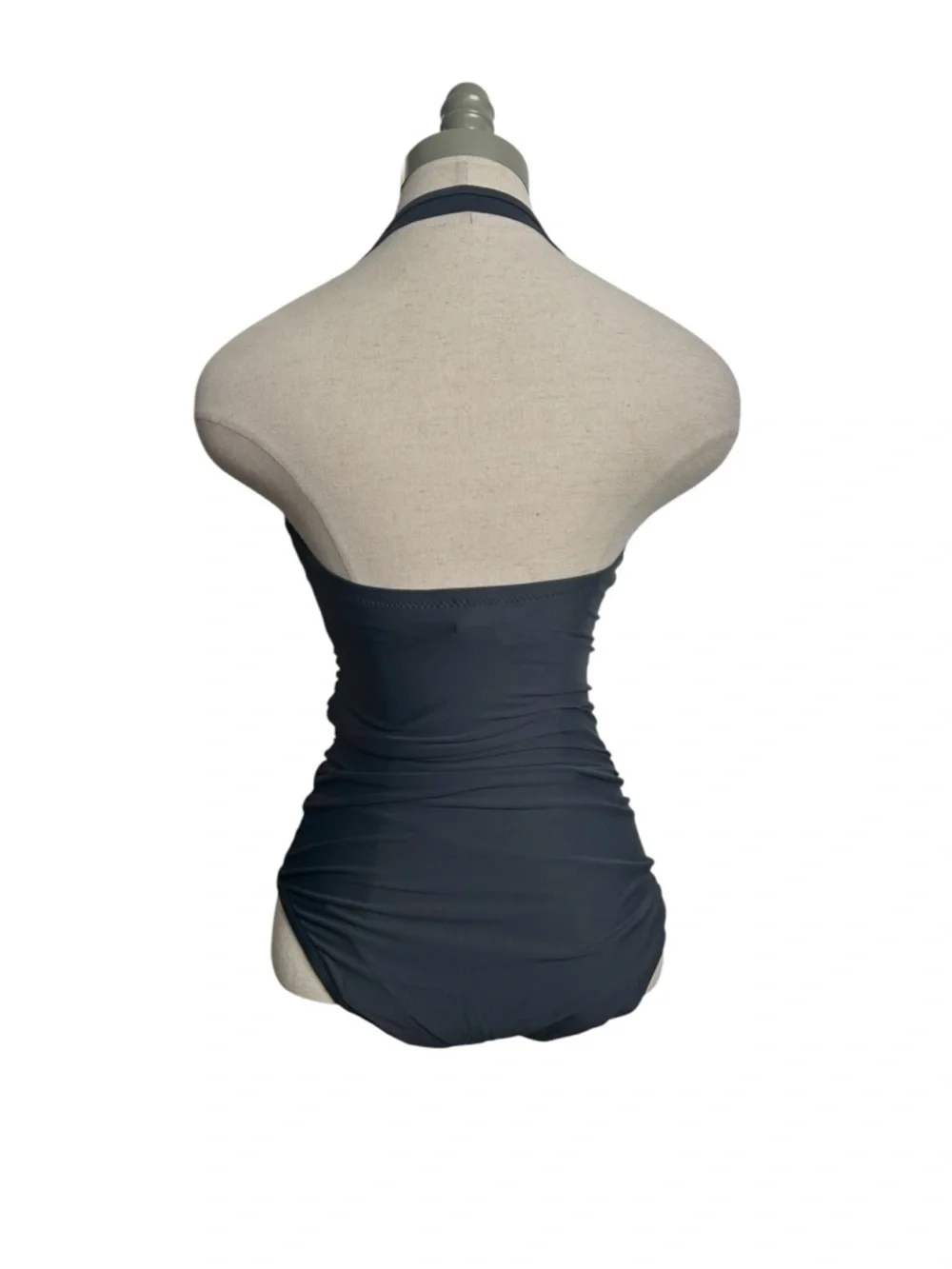 J.Crew Classic Black Bandeau Halter One-Piece Ruched Swimsuit Women's US4- D Cup